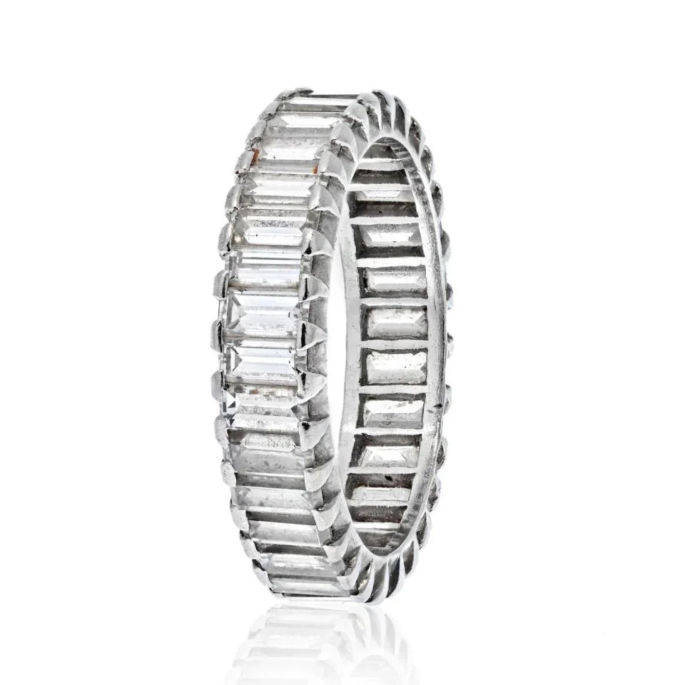 Platinum 1.50cts Vintage Baguette Diamond Eternity Eternity Band - The Back Vault
