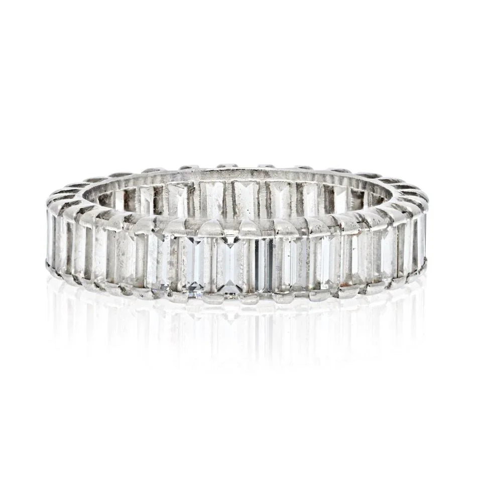 Platinum 1.50cts Vintage Baguette Diamond Eternity Eternity Band - The Back Vault
