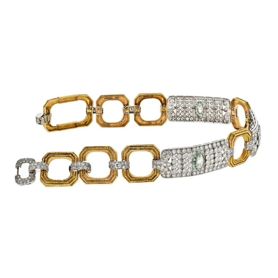 David Webb Platinum & 18K Yellow Gold 25 carat Diamond Collar Necklace - The Back Vault