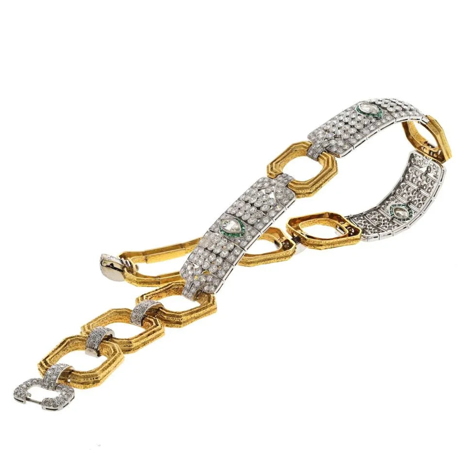David Webb Platinum & 18K Yellow Gold 25 carat Diamond Collar Necklace - The Back Vault