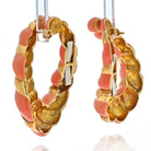 Estate 18K Yellow Gold Coral Hoop Earrings - The Back Vault