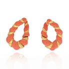 Estate 18K Yellow Gold Coral Hoop Earrings - The Back Vault