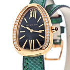 Bvlgari 18K Rose Gold Diamond Serpenti On A Green Leather Strap Women Watch - The Back Vault