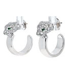Cartier 18K White Gold Diamond Panther Head Hoop Earrings - The Back Vault
