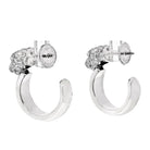 Cartier 18K White Gold Diamond Panther Head Hoop Earrings - The Back Vault