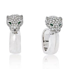 Cartier 18K White Gold Diamond Panther Head Hoop Earrings - The Back Vault