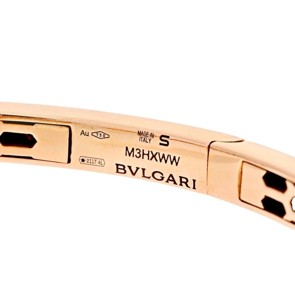 Bvlgari 18K Rose Gold Serpenti Petite Diamond Snake Bangle Bracelet - The Back Vault