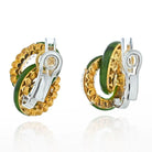 Platinum & 18K Yellow Gold Jade And Diamond Interlocking Hoop Vintage Earrings - The Back Vault