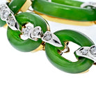 Platinum & 18K Yellow Gold Jade And Diamond Open Link Vintage Bracelet - The Back Vault