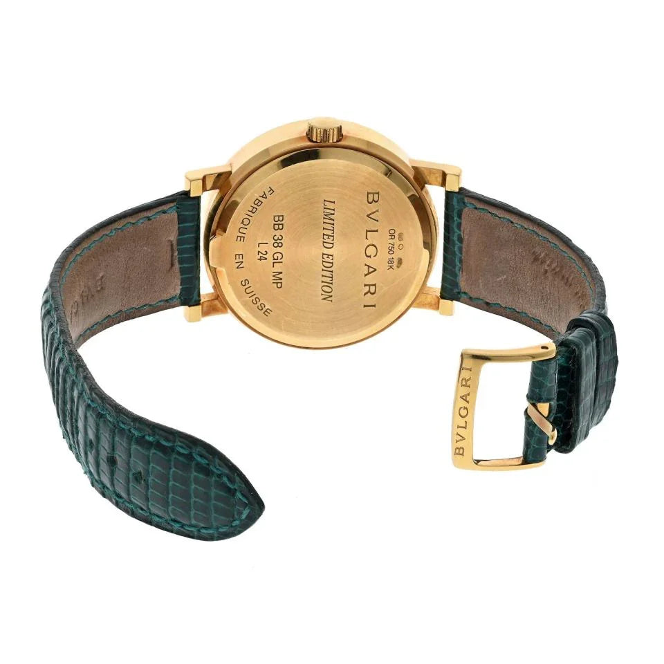 Bvlgari 18K Yellow Gold B38 Limited Edition Moonphase Green Dial Women Watch - The Back Vault