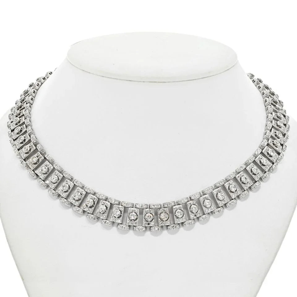 18K White Gold 20 Carat Diamond Collar Necklace - The Back Vault