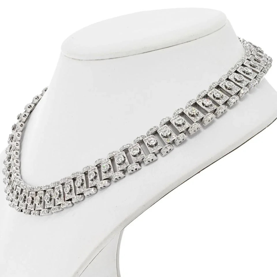 18K White Gold 20 Carat Diamond Collar Necklace - The Back Vault