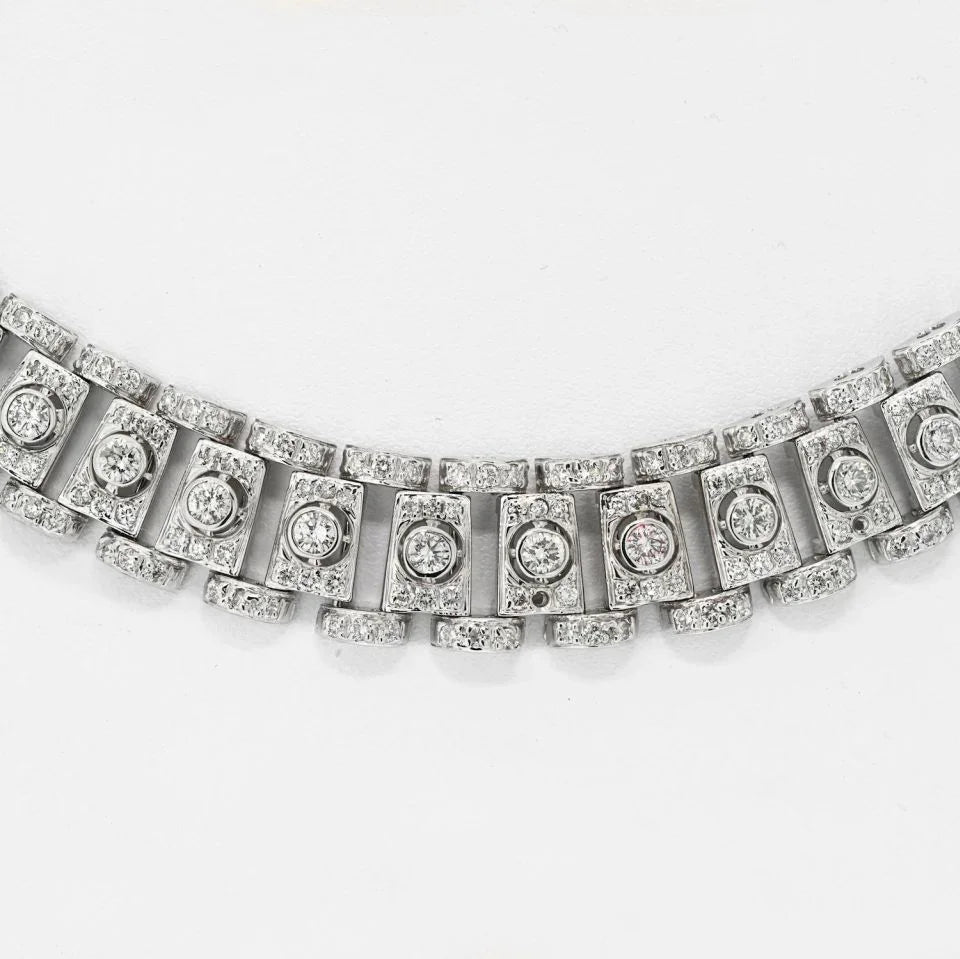 18K White Gold 20 Carat Diamond Collar Necklace - The Back Vault