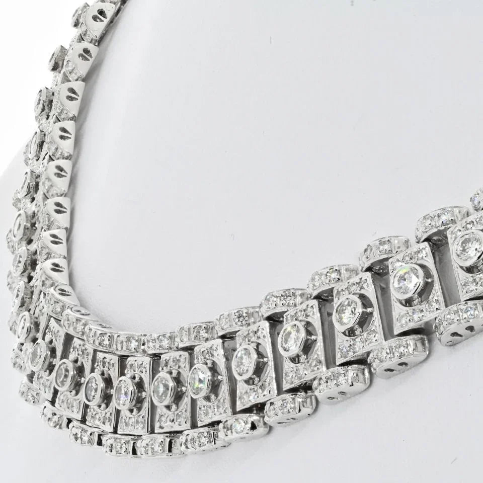 18K White Gold 20 Carat Diamond Collar Necklace - The Back Vault