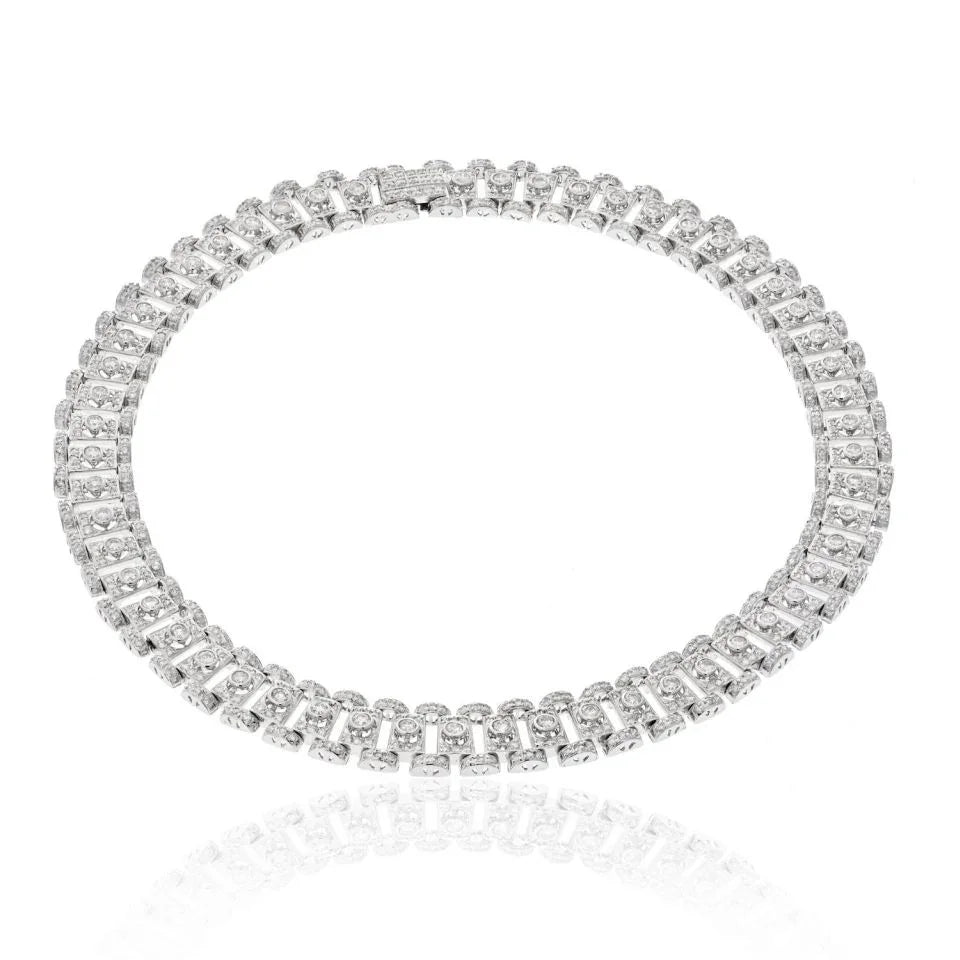 18K White Gold 20 Carat Diamond Collar Necklace - The Back Vault