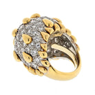 David Webb Platinum & 18K Yellow Gold Diamond Pave Dome Cocktail Ring - The Back Vault