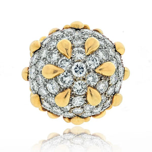 David Webb Platinum & 18K Yellow Gold Diamond Pave Dome Cocktail Ring
