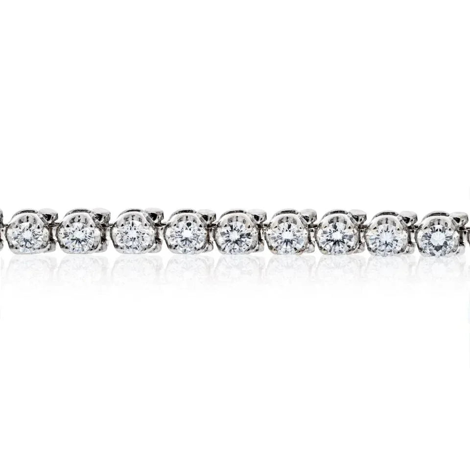 18K White Gold 3.05 Carat Round Diamond Tennis Bracelet - The Back Vault