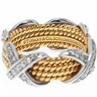 Tiffany & Co. Platinum & 18K Yellow Gold 0.54 Carat Schlumberger Four Row Diamond X Ring - The Back Vault