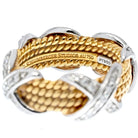 Tiffany & Co. Platinum & 18K Yellow Gold 0.54 Carat Schlumberger Four Row Diamond X Ring - The Back Vault