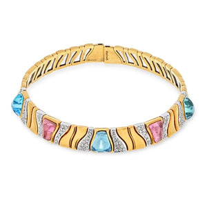 Marina B. 18K Yellow Gold KAR Choker With Cabochon Gemstones And Diamonds Necklace