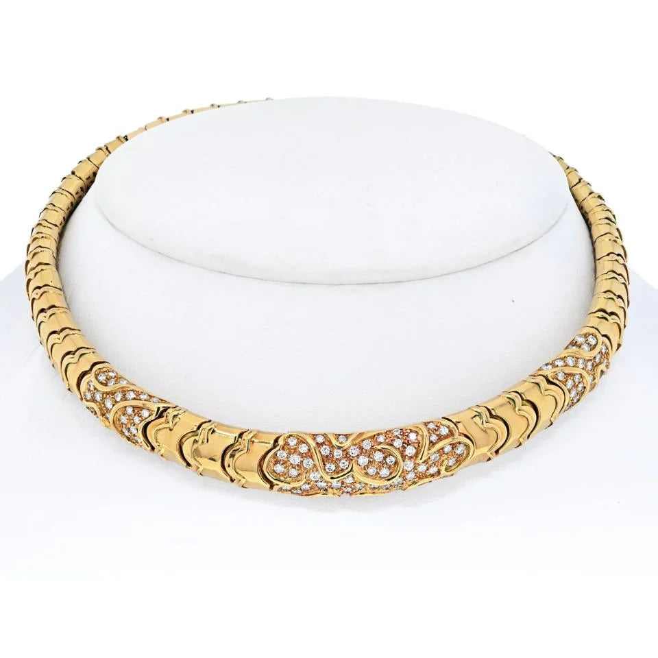 Marina B. 18K Yellow Gold 4.50 Carat Diamond Choker Necklace - The Back Vault