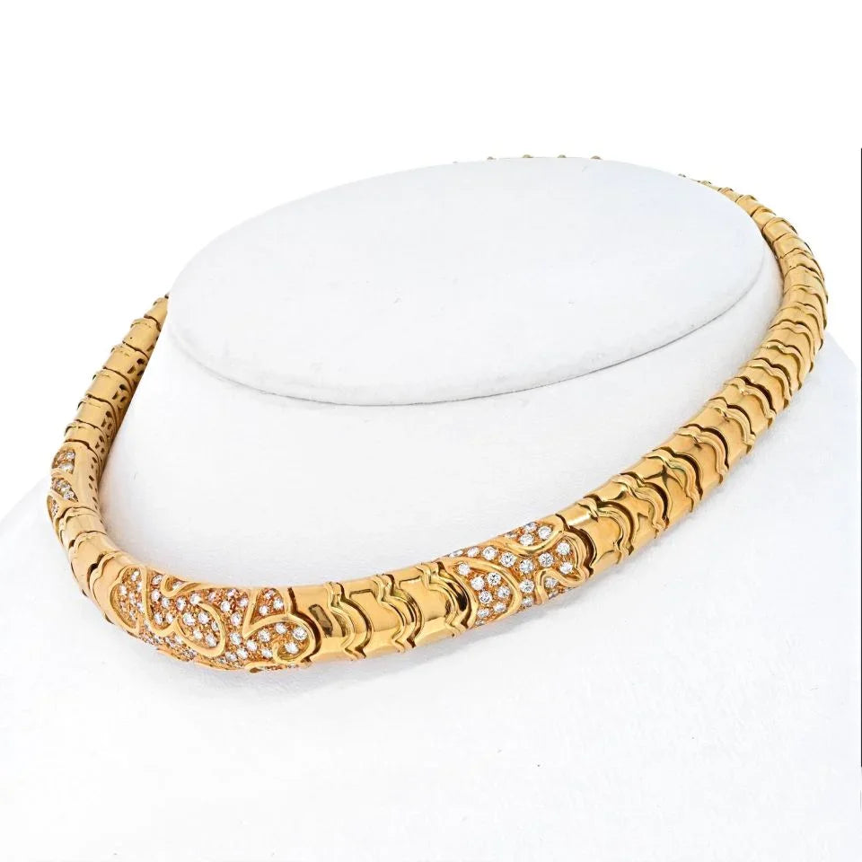 Marina B. 18K Yellow Gold 4.50 Carat Diamond Choker Necklace - The Back Vault