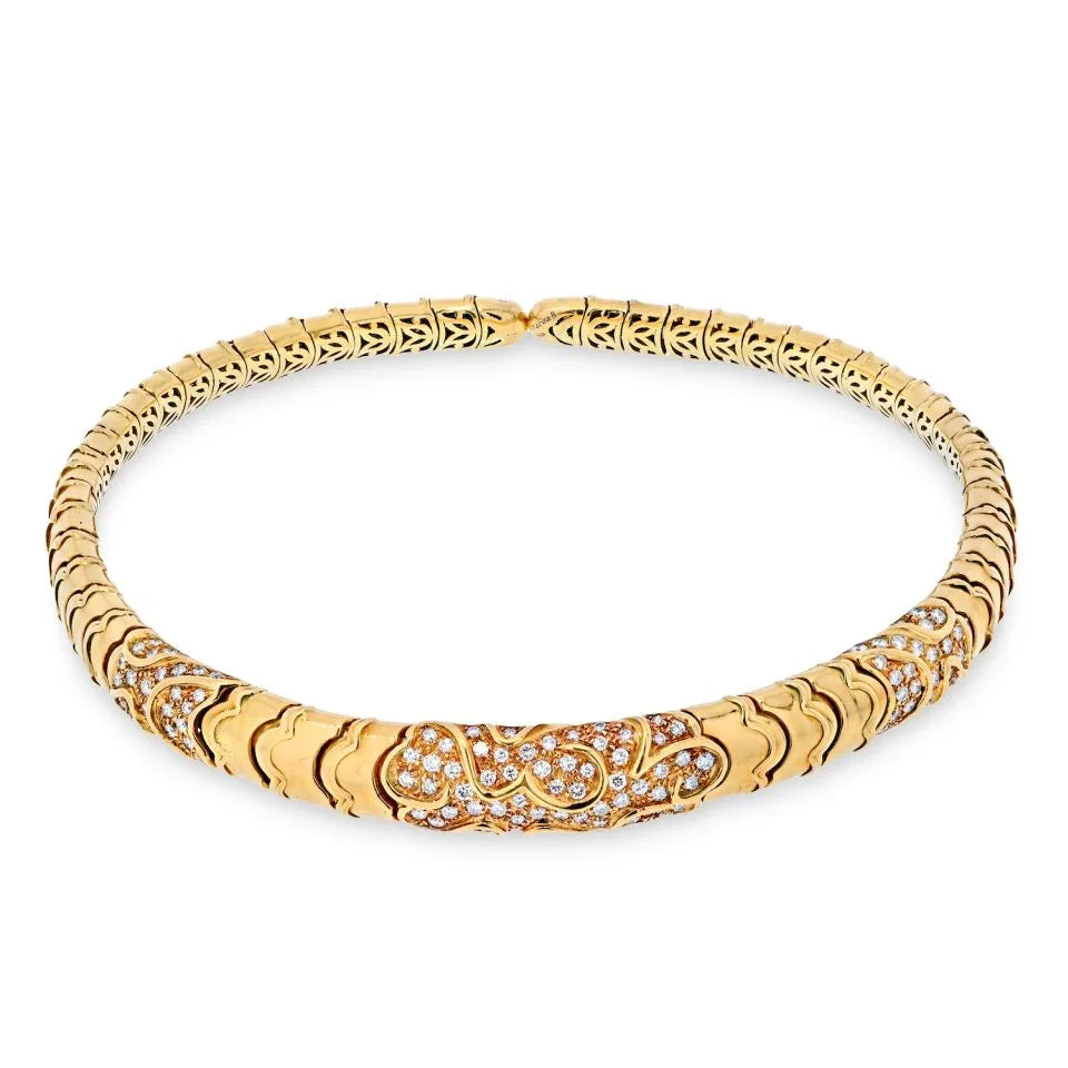 Marina B. 18K Yellow Gold 4.50 Carat Diamond Choker Necklace - The Back Vault