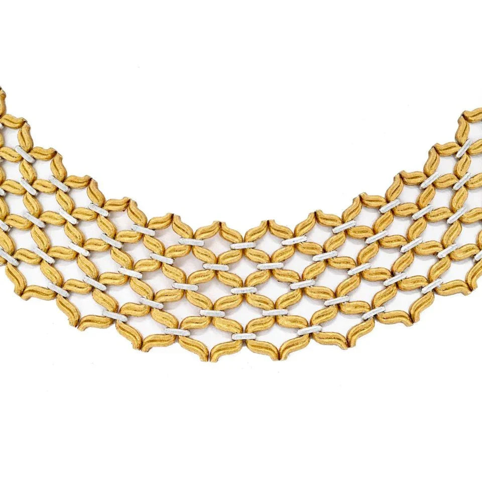 Buccellati 18K Two Tone Open Link Broad Flexible Collar Necklace - The Back Vault
