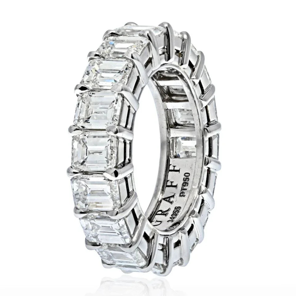 Graff Platinum 8 Carat Emerald Cut Diamond Eternity Band - The Back Vault