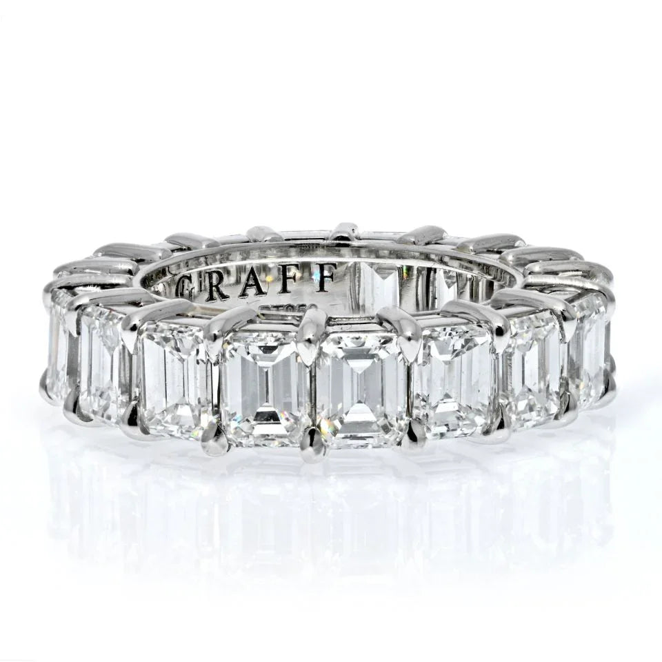 Graff Platinum 8 Carat Emerald Cut Diamond Eternity Band - The Back Vault