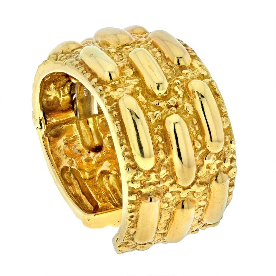 David Webb 18K Yellow Gold Nugget-Style High Polish Cuff Bracelet - The Back Vault