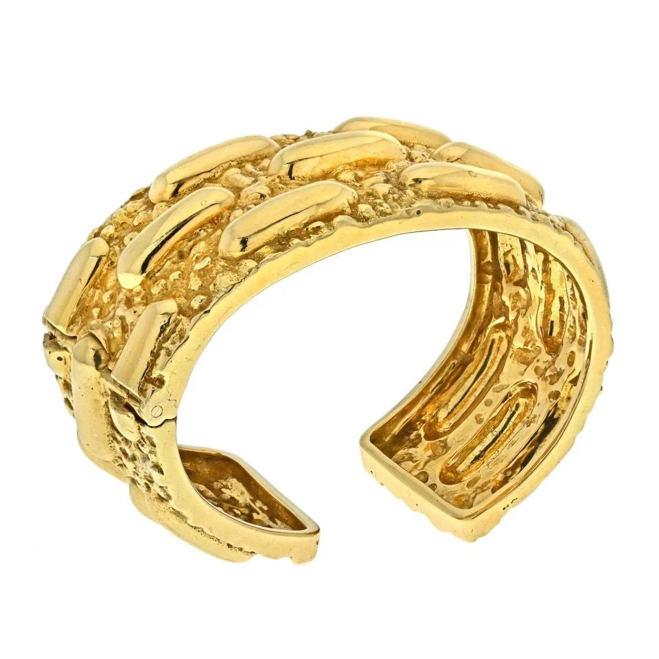 David Webb 18K Yellow Gold Nugget-Style High Polish Cuff Bracelet - The Back Vault