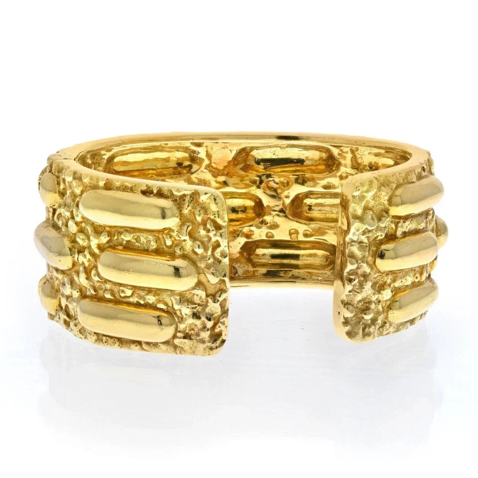 David Webb 18K Yellow Gold Nugget-Style High Polish Cuff Bracelet - The Back Vault