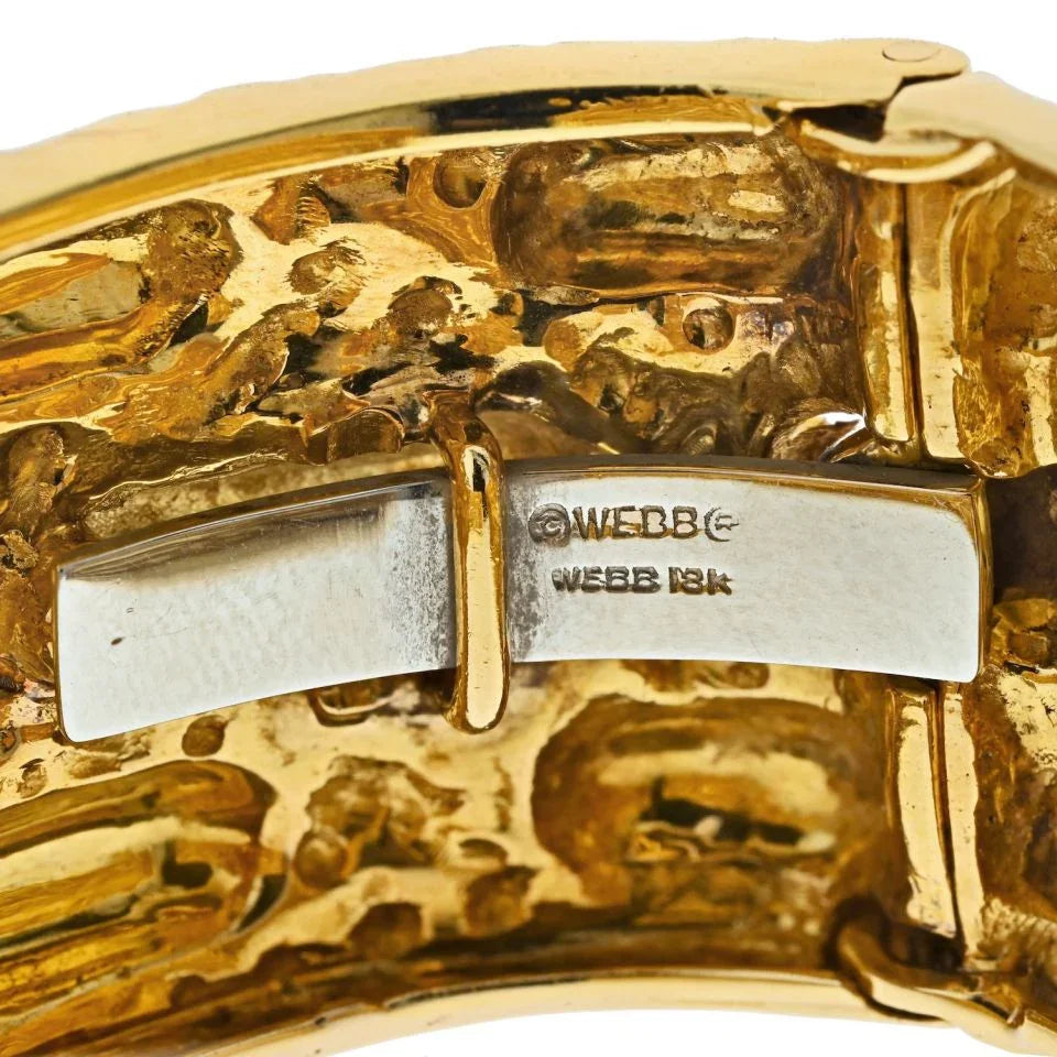 David Webb 18K Yellow Gold Nugget-Style High Polish Cuff Bracelet - The Back Vault