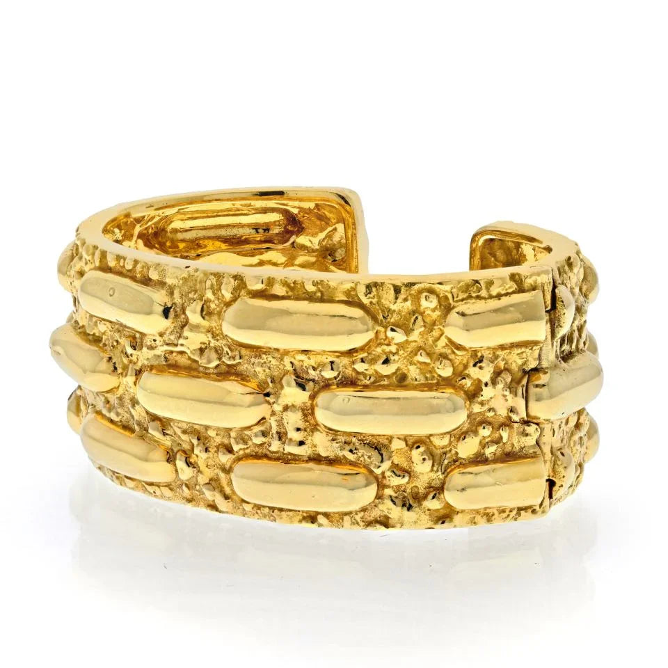 David Webb 18K Yellow Gold Nugget-Style High Polish Cuff Bracelet - The Back Vault