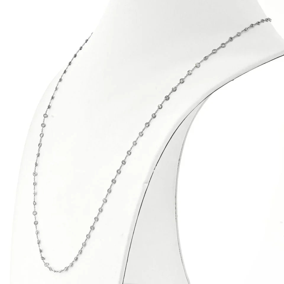 Platinum 4 Carat Petite Diamond By The Yard 20 inch Chain Necklace - The Back Vault