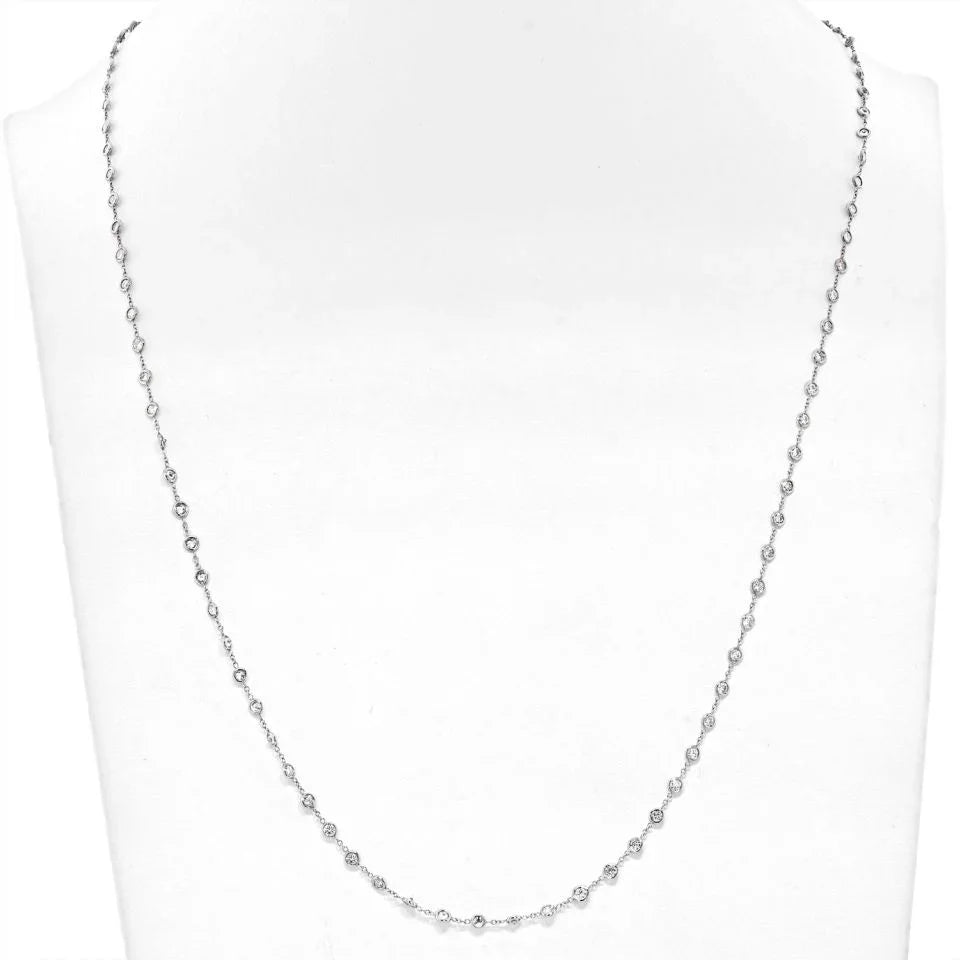 Platinum 4 Carat Petite Diamond By The Yard 20 inch Chain Necklace - The Back Vault