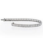 Platinum 6 Carat Art Deco Straight Line Box Set Round Diamond Tennis Bracelet - The Back Vault