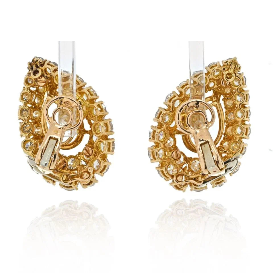 Boucheron 18K Yellow Gold Diamond Mountings For Pear Cut Centers Earrings - The Back Vault