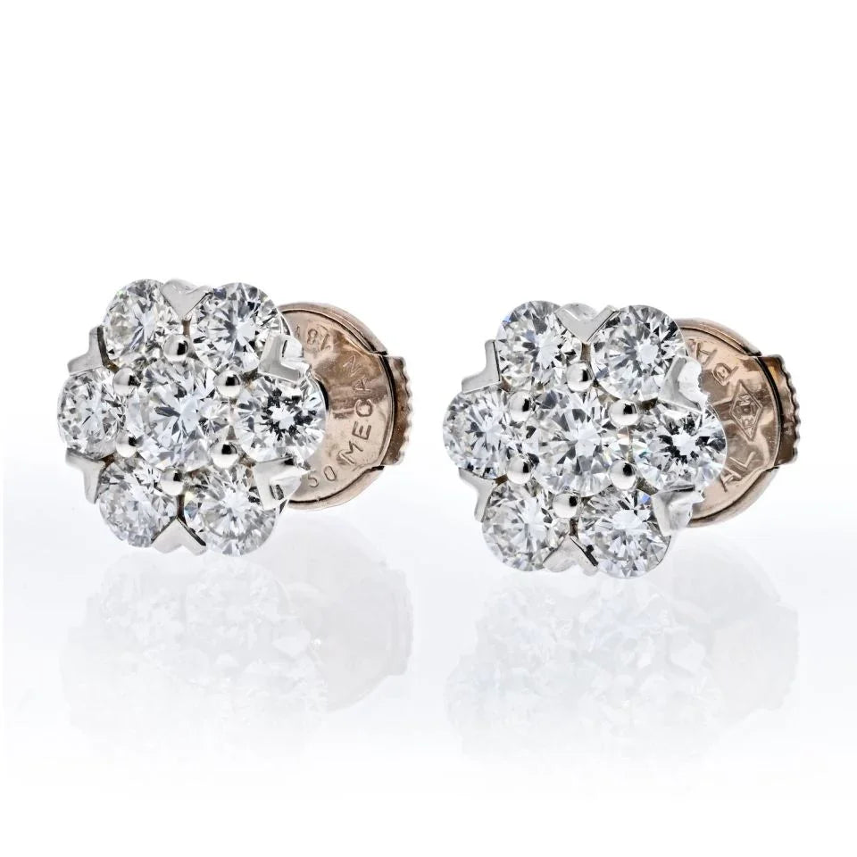 Van Cleef & Arpels 18K White Gold Fleurette Stud Earrings - The Back Vault