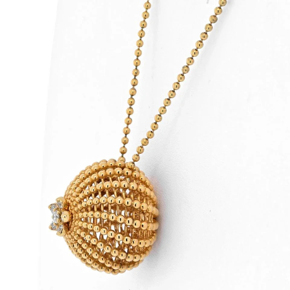 Cartier 18K Yellow Gold Cactus 6 Diamond Pendant Necklace - The Back Vault