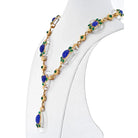 18K Yellow Gold Rock Crystal Floral Sautoir With Diamonds, Sapphires And Emerald Necklace - The Back Vault