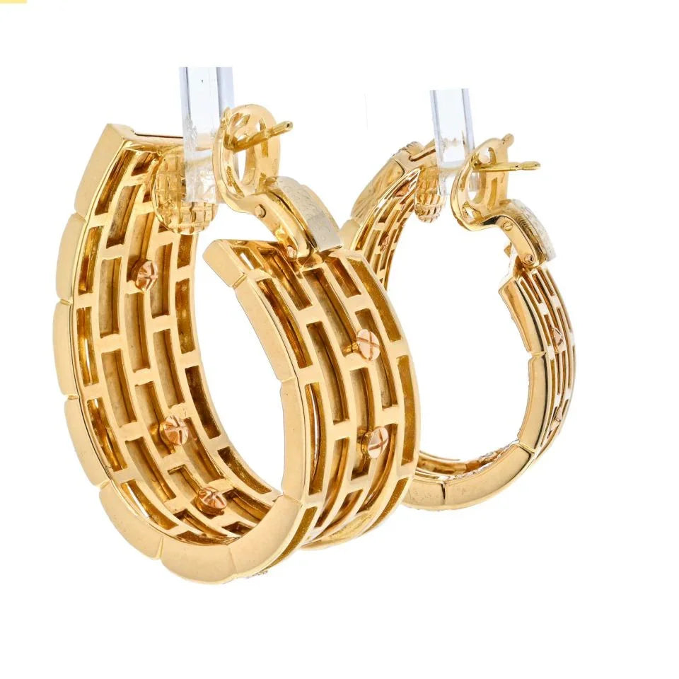 Cartier 18K Yellow Gold Diamond Walking Panthere Hoop Earrings - The Back Vault