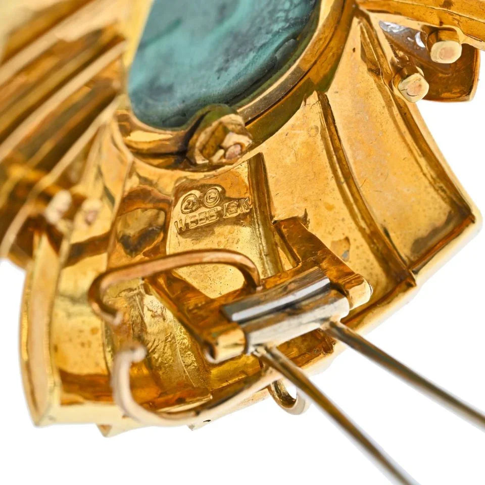 David Webb White Enamel And Malachite Maltese Cross Brooch - The Back Vault