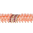 18K Yellow Gold Pink Coral Beads, Diamonds and Ruby Multi-row Bracelet - The Back Vault