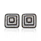 David Webb Black Enamel And Diamond Square Shaped Earrings - The Back Vault