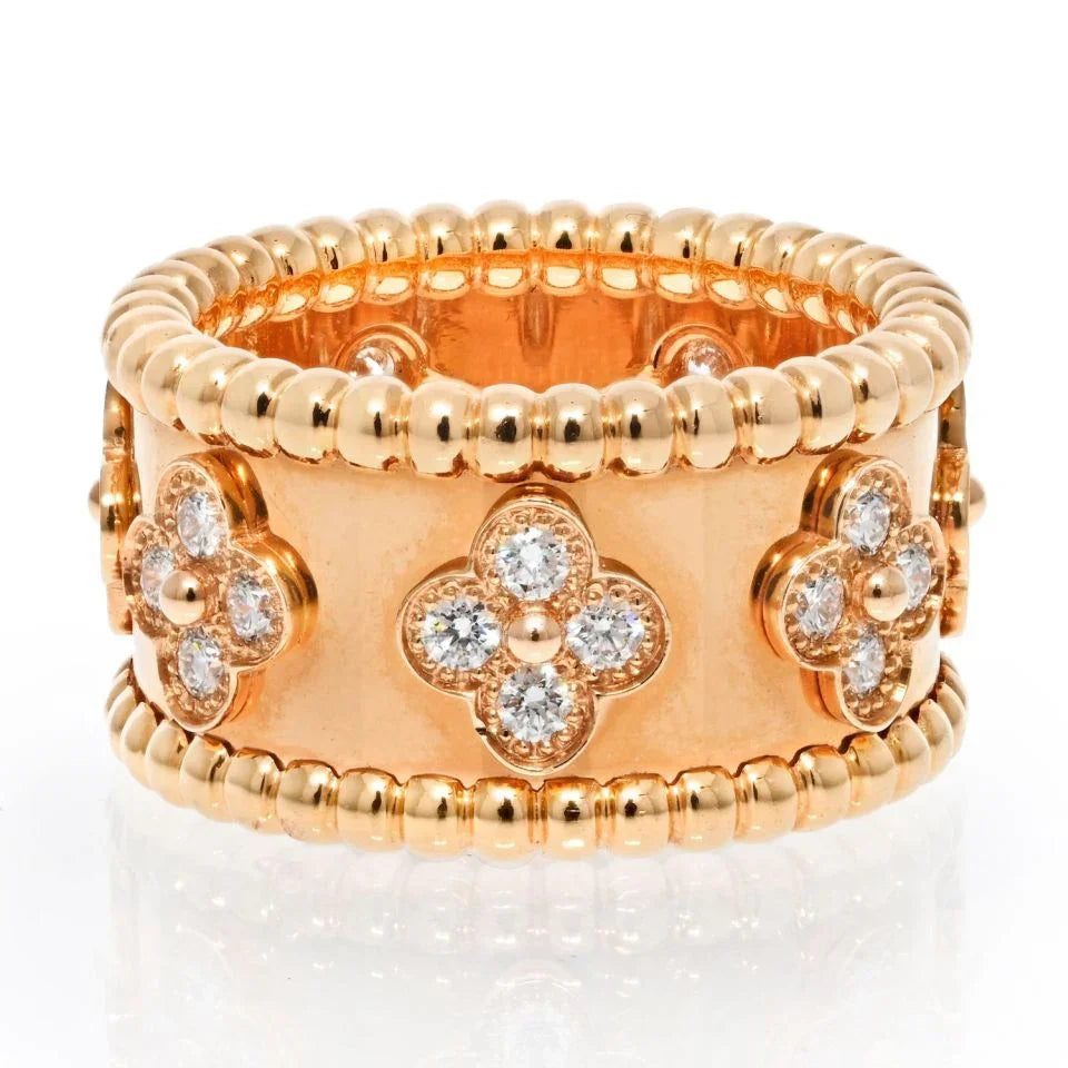 Van Cleef Arpels 18K Yellow Gold Perlee Diamond Ring – The Back