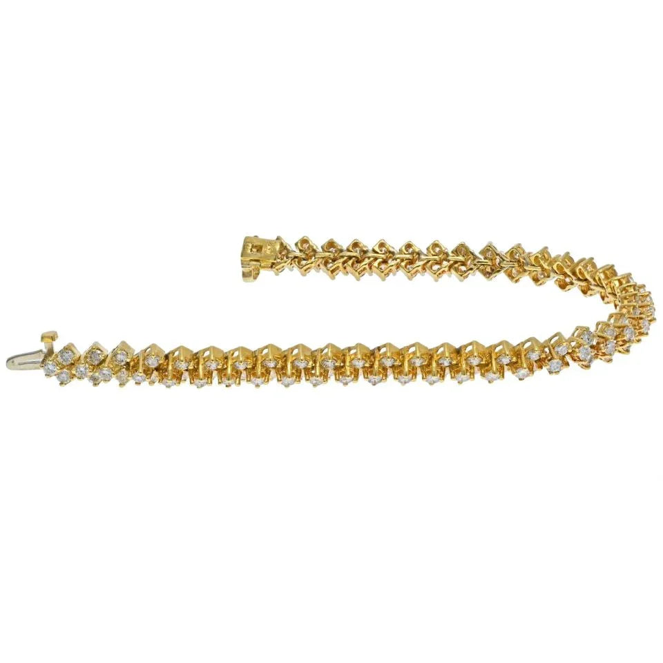 18K Yellow Gold 8 Carat Multi-Row Diamond Bracelet - The Back Vault