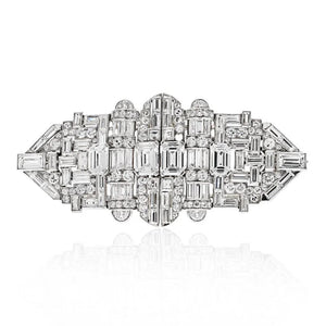 Platinum 1930's Deco Diamond Double Clip Brooch